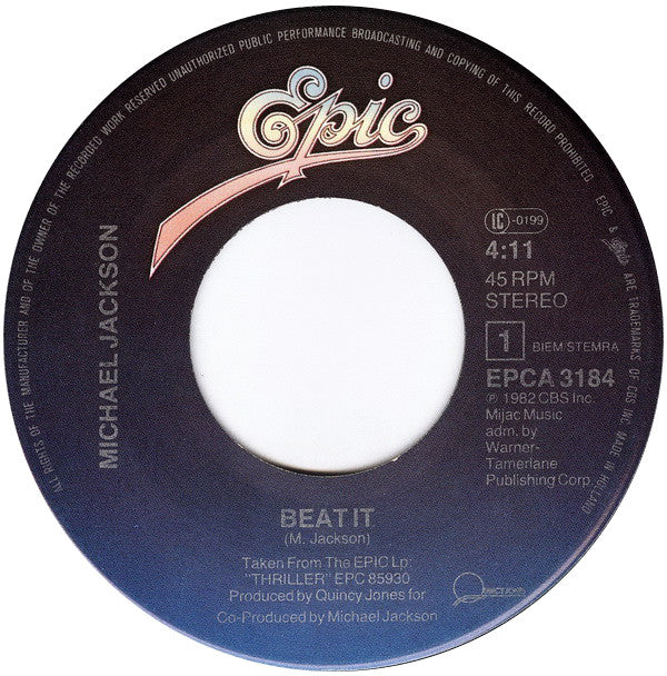 Michael Jackson : Beat It (7", Single)