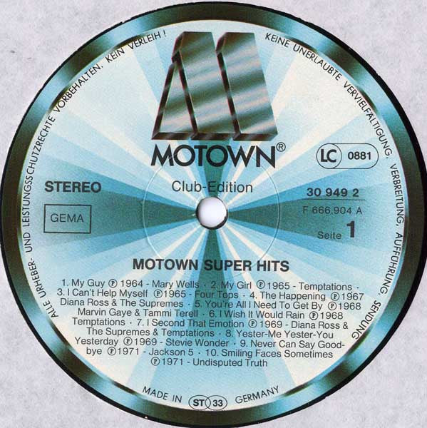 Various : Motown Super Hits  (LP, Comp, Club)