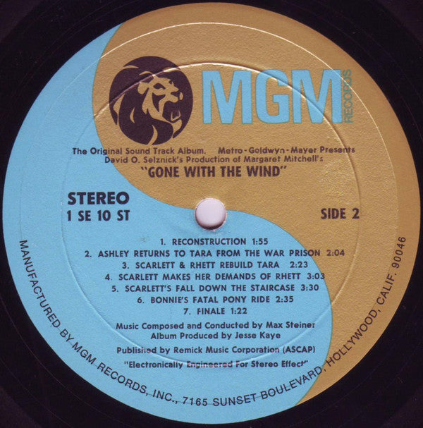 Max Steiner : Gone With The Wind (Original Sound Track Album) (LP, Album, RE, Blu)