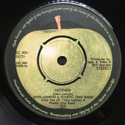 John Lennon & The Plastic Ono Band : Mother (7", Single, Pus)