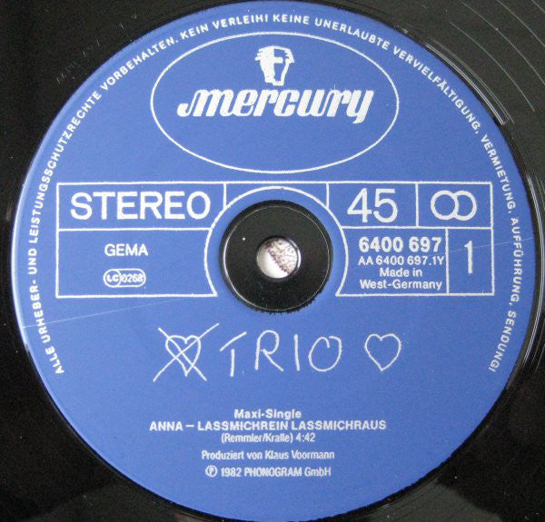 Trio : Anna – Lassmichrein Lassmichraus (12", Maxi)