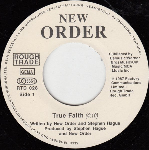 New Order : True Faith / 1963 (7", Single)