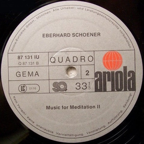 Eberhard Schoener : Meditation (LP, Album, Quad, RE)