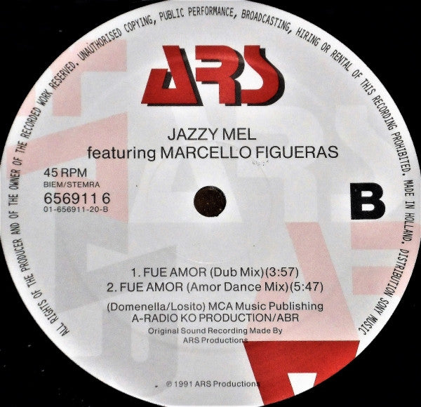Jazzy Mel : Fue Amor (12")
