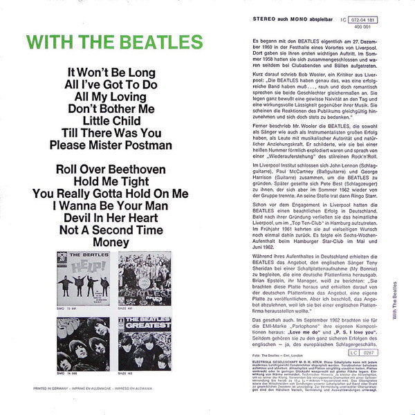 The Beatles : With The Beatles (LP, Album, RE)