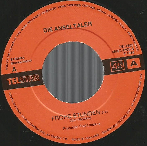 Die Anseltaler* : Frohe Stunden (7", Single)