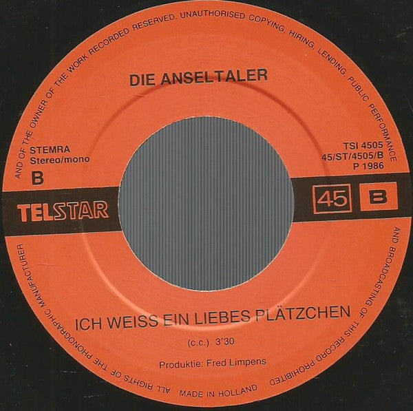 Die Anseltaler* : Frohe Stunden (7", Single)