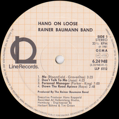 Rainer Baumann Band : Hang On Loose (LP)