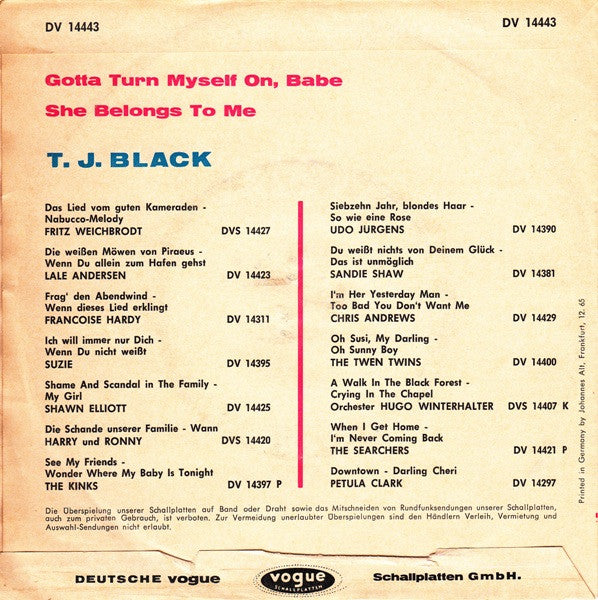 T.J. Black : Gotta Turn Myself On, Babe (7", Single)