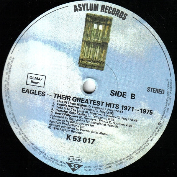 Eagles : Their Greatest Hits 1971-1975 (LP, Comp, RE, Emb)