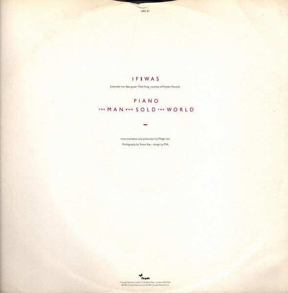 Midge Ure : If I Was (Extended Mix) (12", Single)