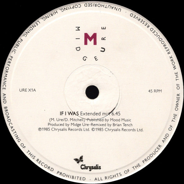 Midge Ure : If I Was (Extended Mix) (12", Single)