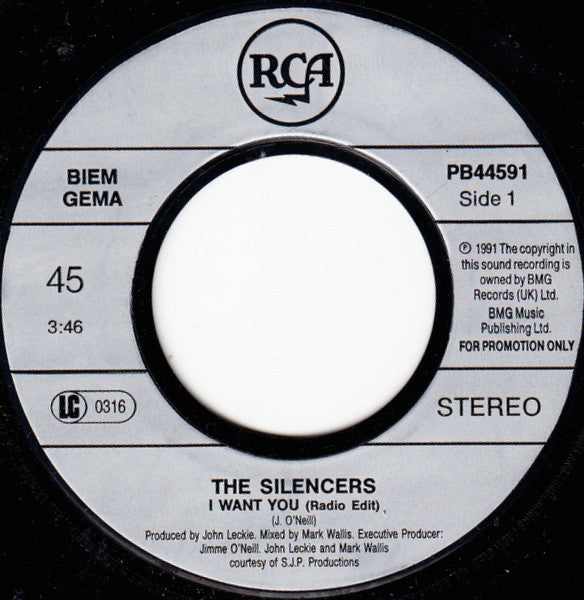 The Silencers : I Want You (Radio Edit) (7", Promo)