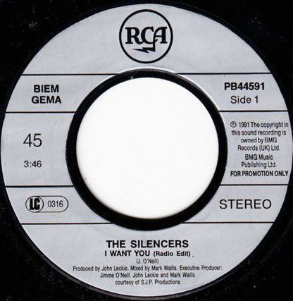 The Silencers : I Want You (Radio Edit) (7", Promo)