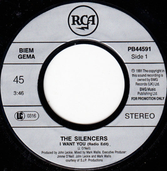 The Silencers : I Want You (Radio Edit) (7", Promo)