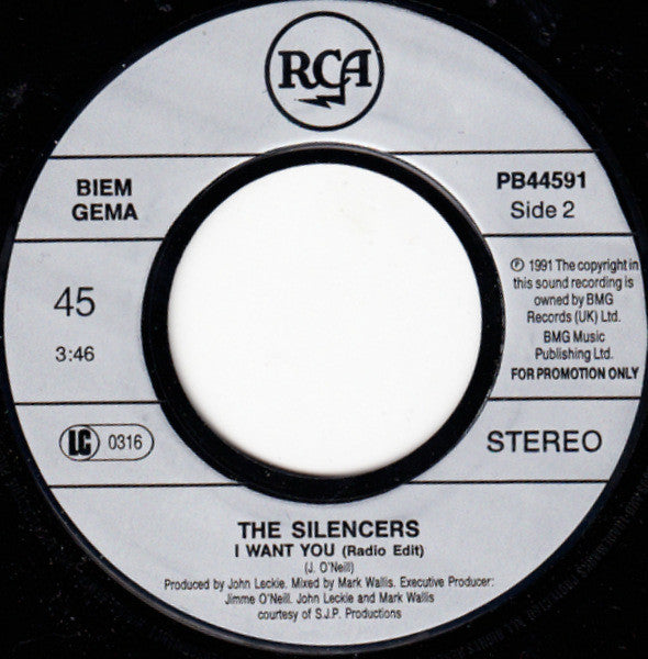 The Silencers : I Want You (Radio Edit) (7", Promo)