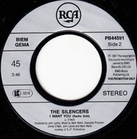 The Silencers : I Want You (Radio Edit) (7", Promo)