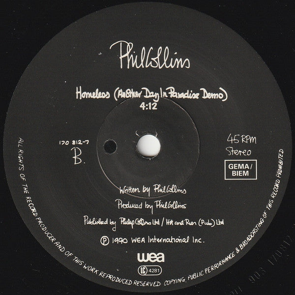 Phil Collins : I Wish It Would Rain Down (7", Single)