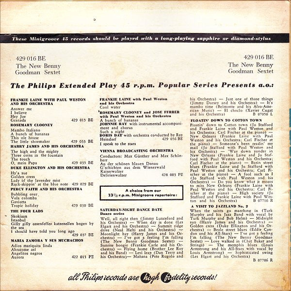 The New Benny Goodman Sextet : Undecided / Between The Devil And The Deep Blue Sea (7", EP)