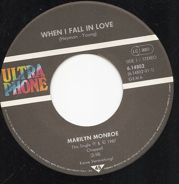 Marilyn Monroe : When I Fall In Love (7", Single)