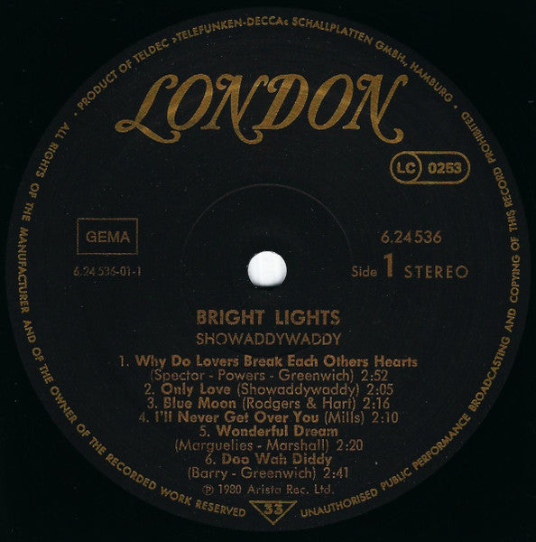 Showaddywaddy : Bright Lights (LP, Album)