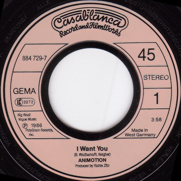 Animotion : I Want You (7", Single)