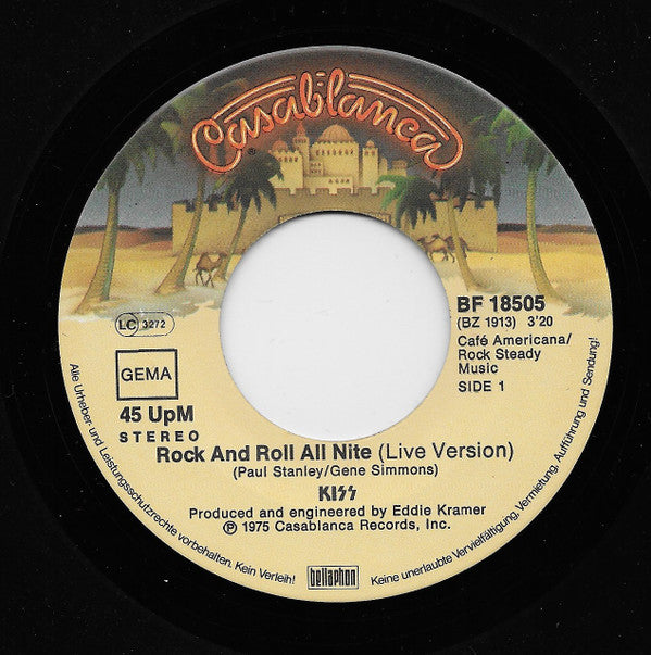 Kiss : Rock And Roll All Nite (7", Single)