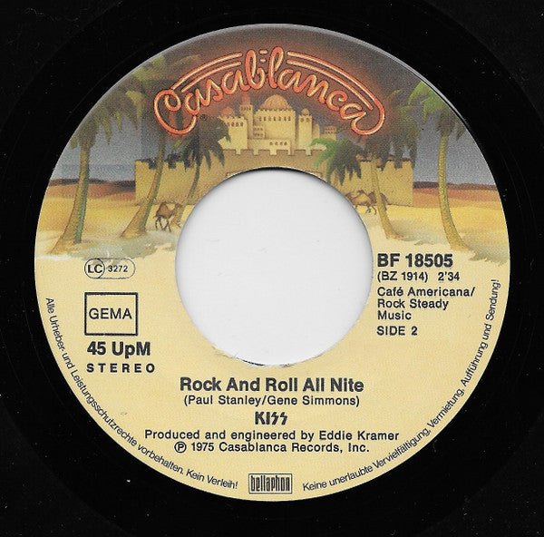 Kiss : Rock And Roll All Nite (7", Single)