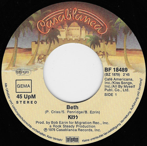 Kiss : Beth (7", Single)