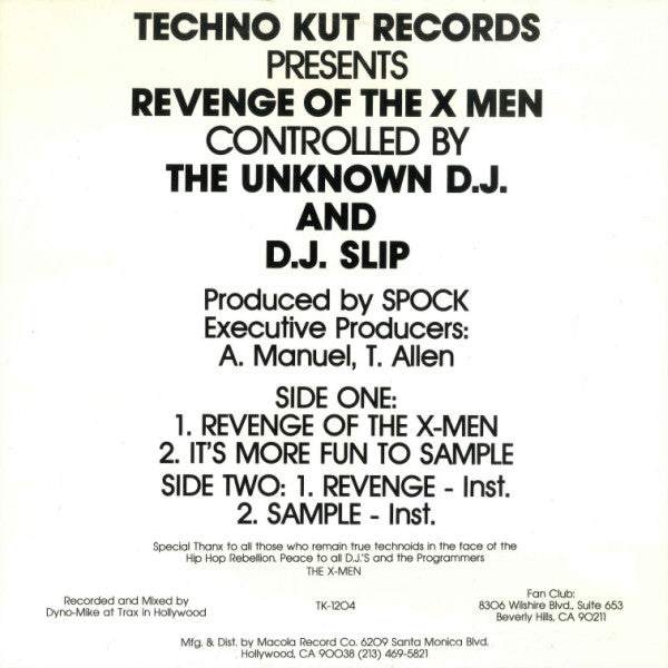 Unknown D.J.* And D.J. Slip* / The X-Men* : Revenge Of The X-Men (12")