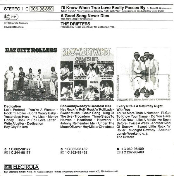 The Drifters : I'll Know When True Love Really Passes By (7", Single)