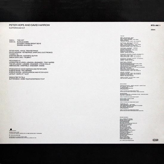 Peter Hope / David Harrow : Sufferhead EP. (12", EP)