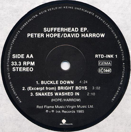 Peter Hope / David Harrow : Sufferhead EP. (12", EP)