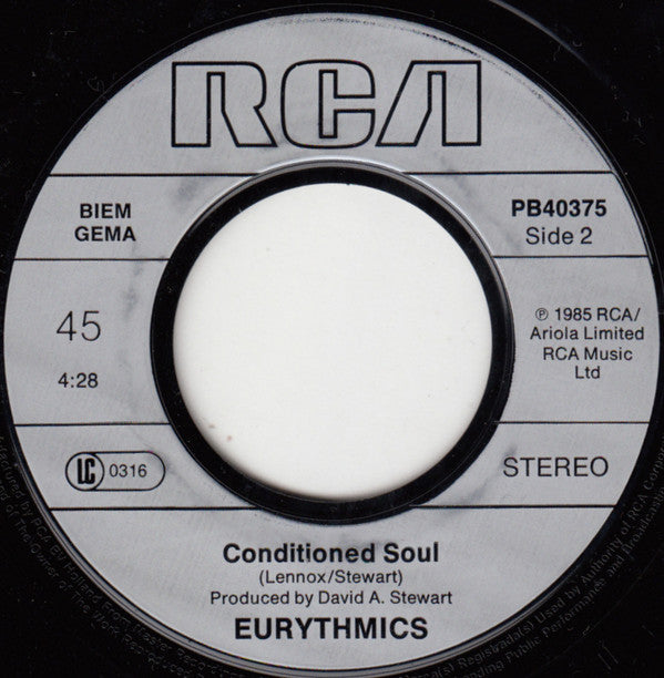 Eurythmics : It's Alright (Baby's Coming Back) (7", Single, RP, Alt)