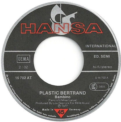 Plastic Bertrand : Bambino (7", Single)