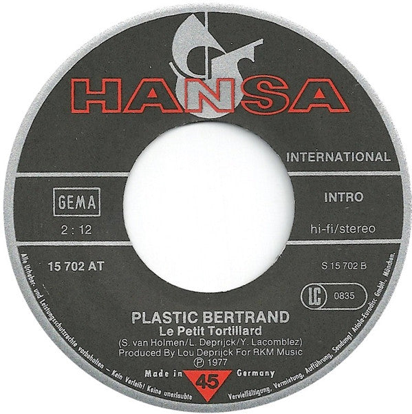 Plastic Bertrand : Bambino (7", Single)