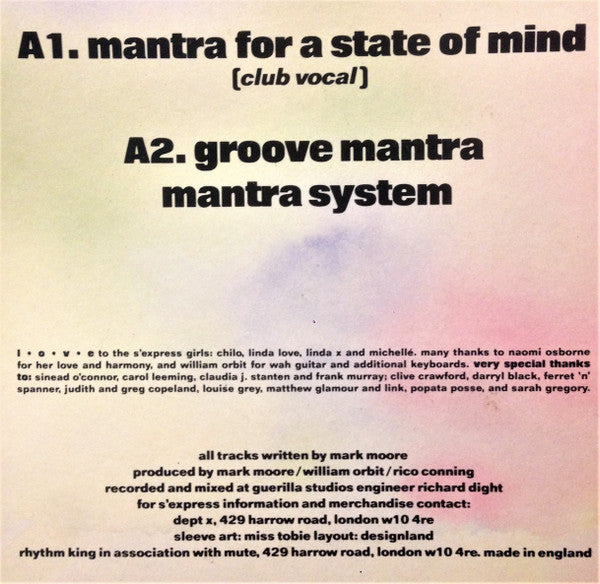 S'Express : Mantra For A State Of Mind (The Club Mixes) (12")