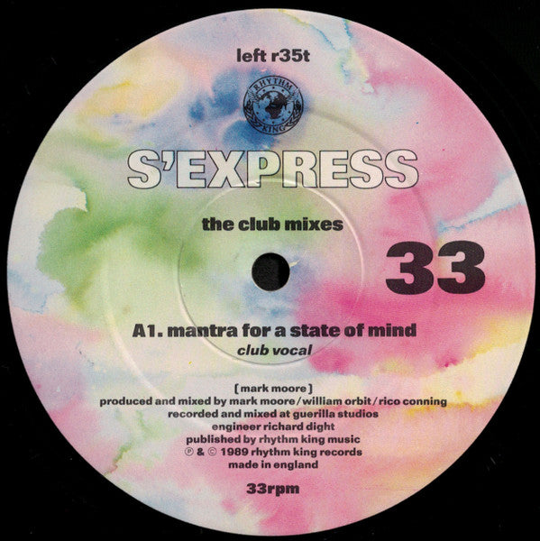 S'Express : Mantra For A State Of Mind (The Club Mixes) (12")