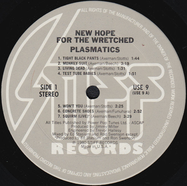 Plasmatics (2) : New Hope For The Wretched (LP, Album)