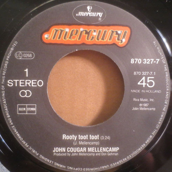 John Cougar Mellencamp : Rooty Toot Toot (7", Single)