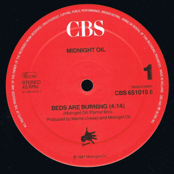 Midnight Oil : Beds Are Burning (12", Maxi)