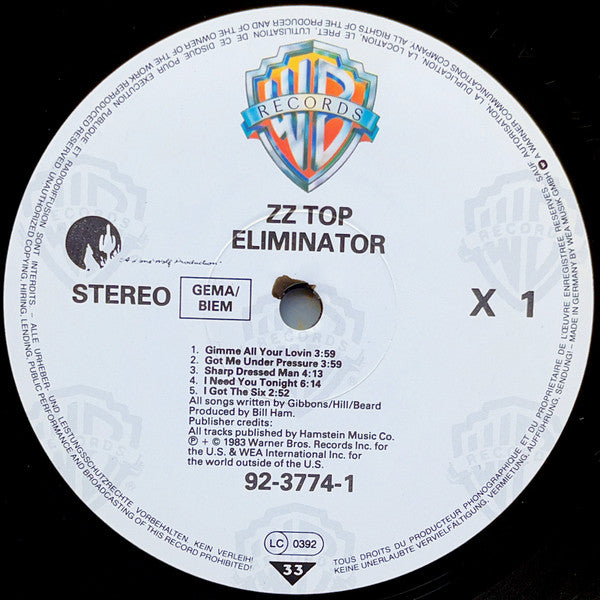 ZZ Top : Eliminator (LP, Album)