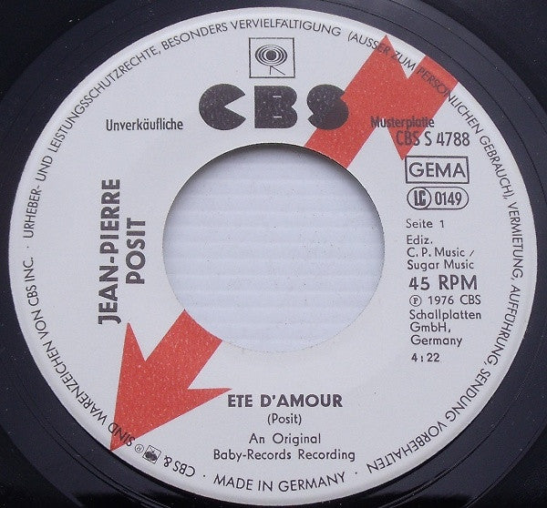 Jean-Pierre Posit : Eté D'Amour / Saint-Blas (7", Single, Promo)