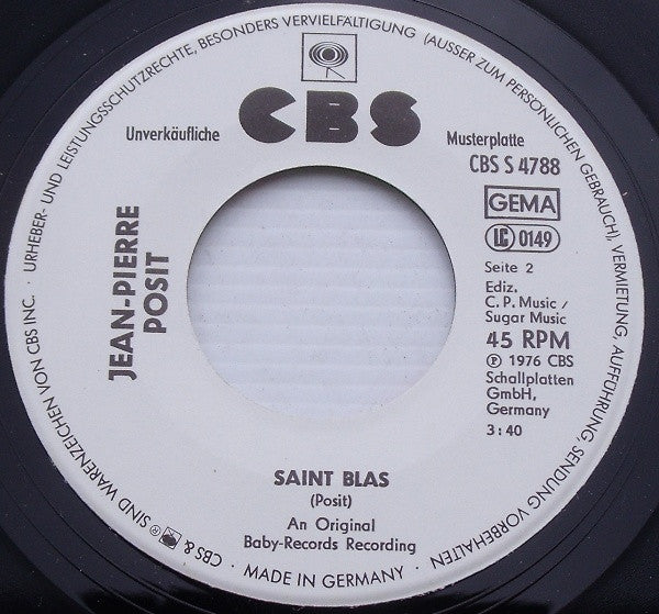 Jean-Pierre Posit : Eté D'Amour / Saint-Blas (7", Single, Promo)