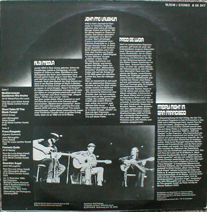 Al Di Meola / John McLaughlin / Paco De Lucía : Friday Night In San Francisco (LP, Album)