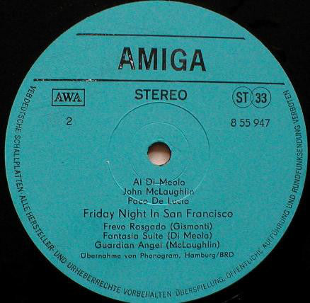 Al Di Meola / John McLaughlin / Paco De Lucía : Friday Night In San Francisco (LP, Album)