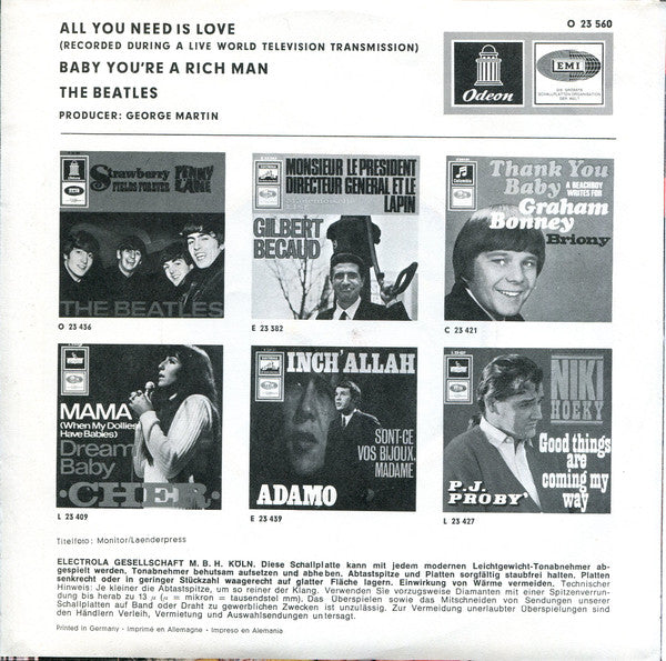 The Beatles : All You Need Is Love (7", Single, Mono, Rec)