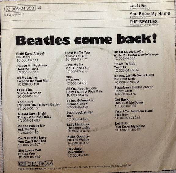 The Beatles : Let It Be (7", Single, Mono, RE)