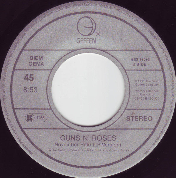 Guns N' Roses : Yesterdays (7", Single)