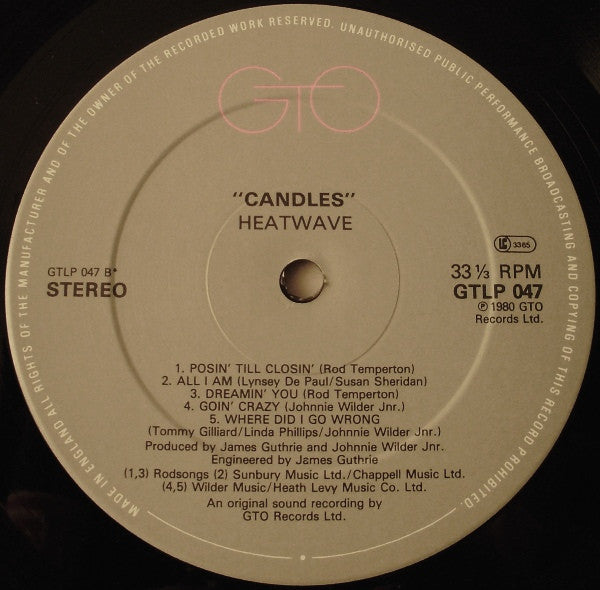 Heatwave : Candles (LP, Album)